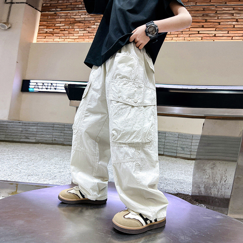 Kids Loose Fit PU Spring Pants
