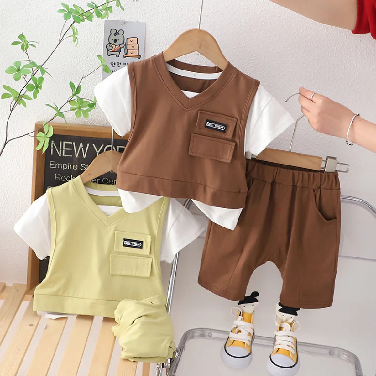 Boys Summer Outfit Set – Short Sleeve Cotton Suit (2 PCS)