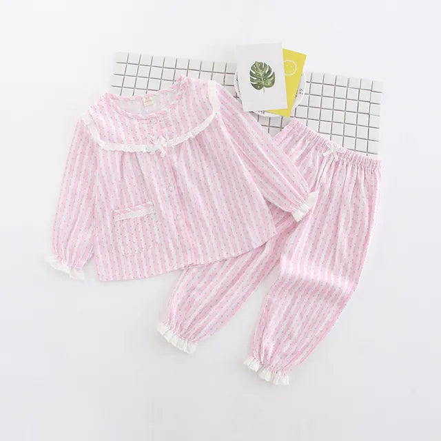 Kids Cotton Pajama Set – Long Sleeve Soft Sleepwear (2 PCS)