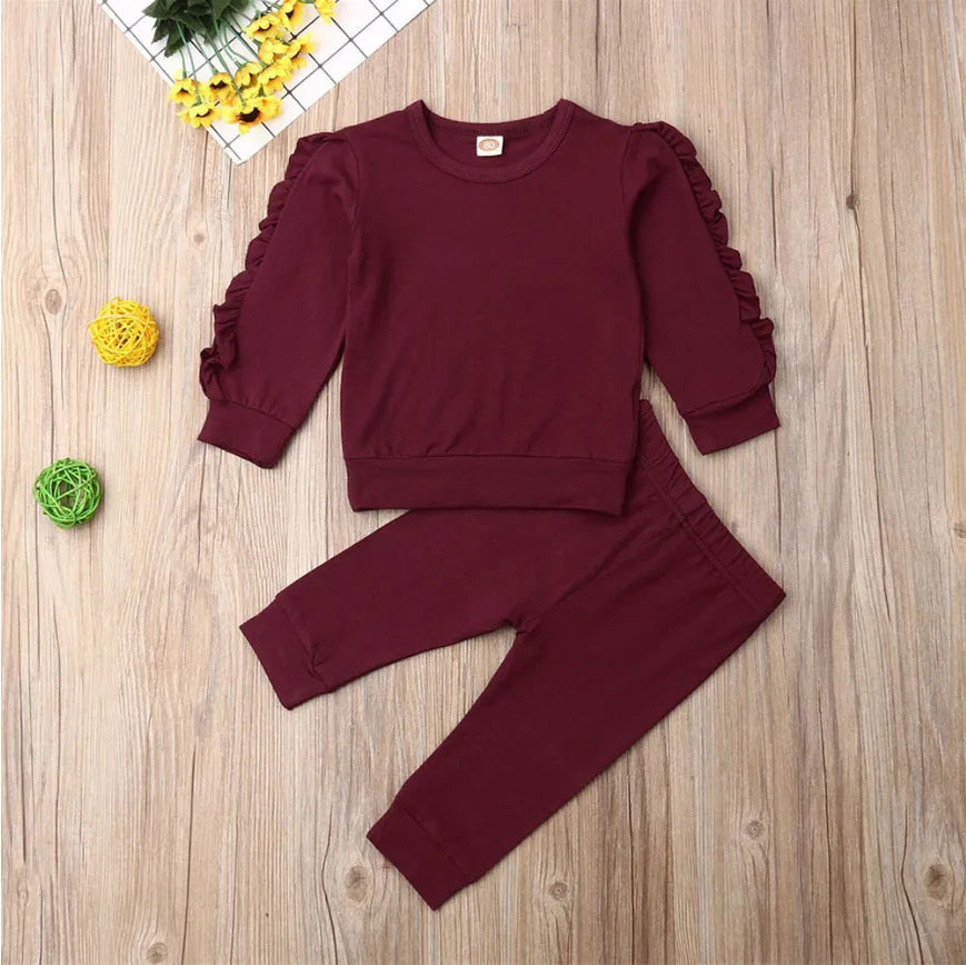 Newborn Ruffle 2Pcs Outfit Set (Long Sleeve & Pants)