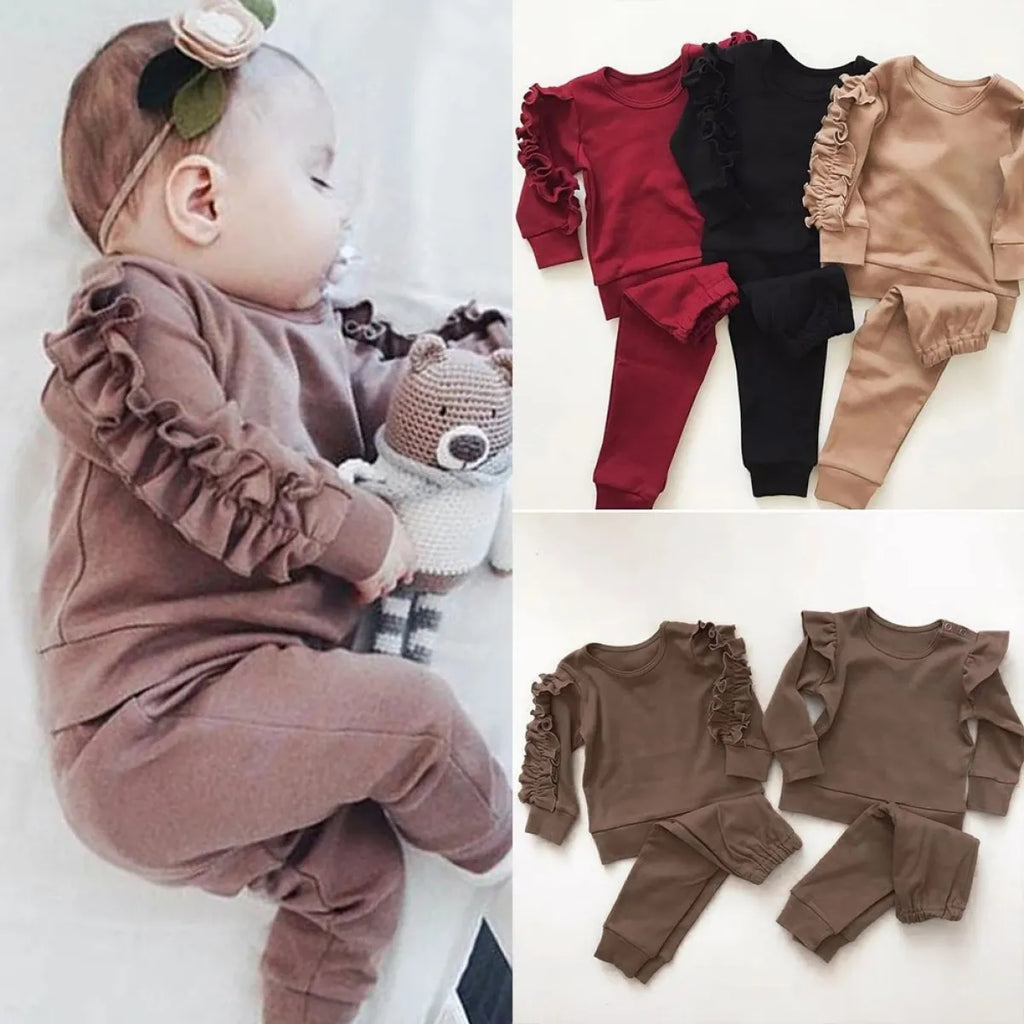 Newborn Ruffle 2Pcs Outfit Set (Long Sleeve & Pants)
