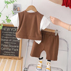 Boys Summer Outfit Set – Short Sleeve Cotton Suit (2 PCS)