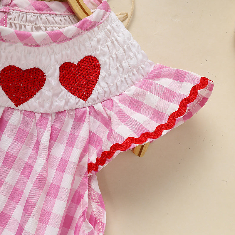 Infant Girls Valentine Pink Plaid Heart Dress