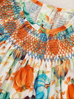 Girls Pumpkin Smocked Dress