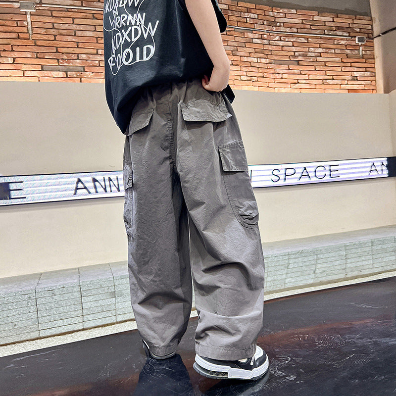 Kids Loose Fit PU Spring Pants