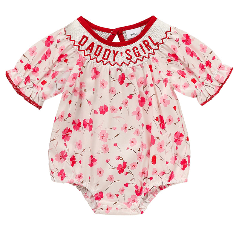 Infant Girls Floral Smocked “Daddy’s Girl” Romper