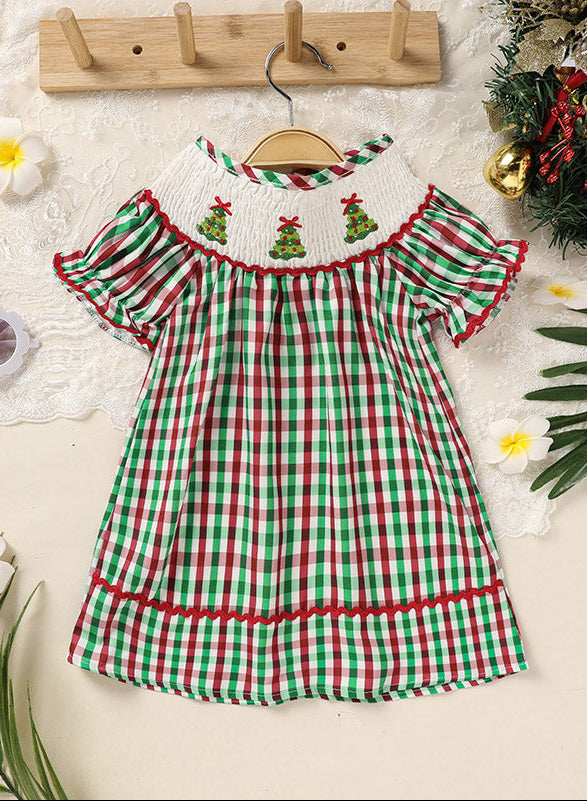 Baby Girls Christmas Plaid Tree Dress