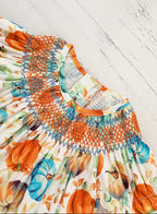 Girls Pumpkin Smocked Dress