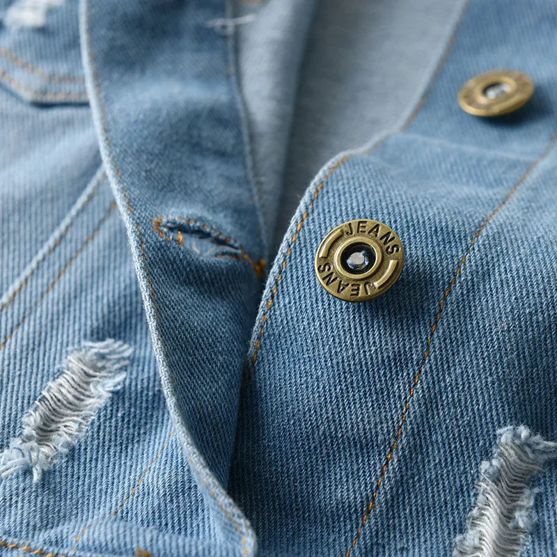 Kids Distressed Denim Cardigan Jacket