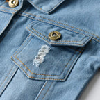 Kids Distressed Denim Cardigan Jacket