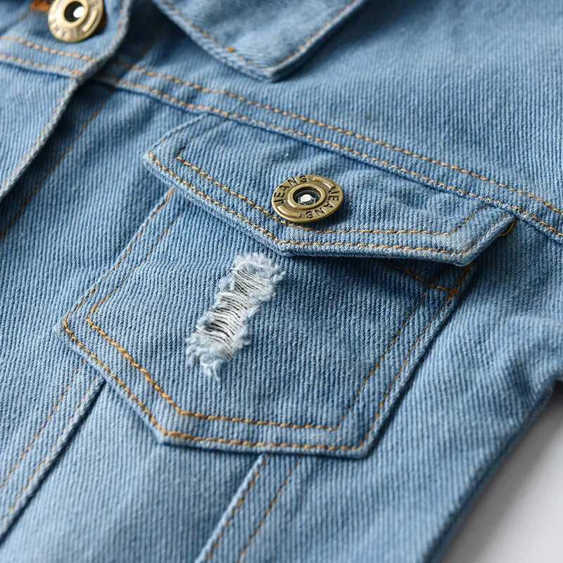 Kids Distressed Denim Cardigan Jacket