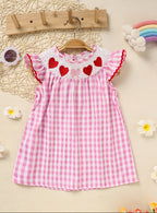 Infant Girls Valentine Pink Plaid Heart Dress