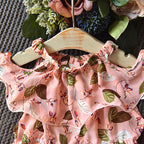 Girls Bohemian Leaf Chiffon Dress