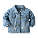 Kids Distressed Denim Cardigan Jacket
