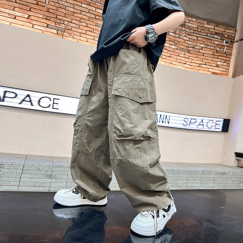 Kids Loose Fit PU Spring Pants