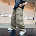 Kids Loose Fit PU Spring Pants