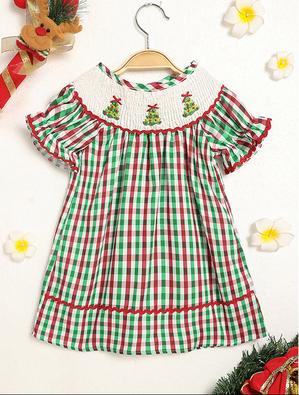 Baby Girls Christmas Plaid Tree Dress